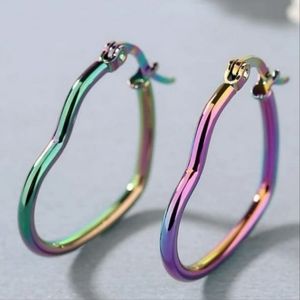BRAND NEW Holographic Heart Hoop Earrings